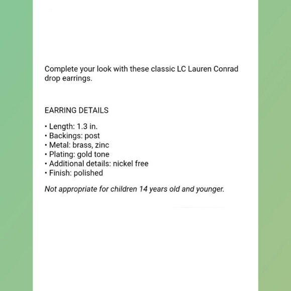 Lc Lauren Conrad Green Gold Dangle Earrings Kohls - Picture 2 of 3